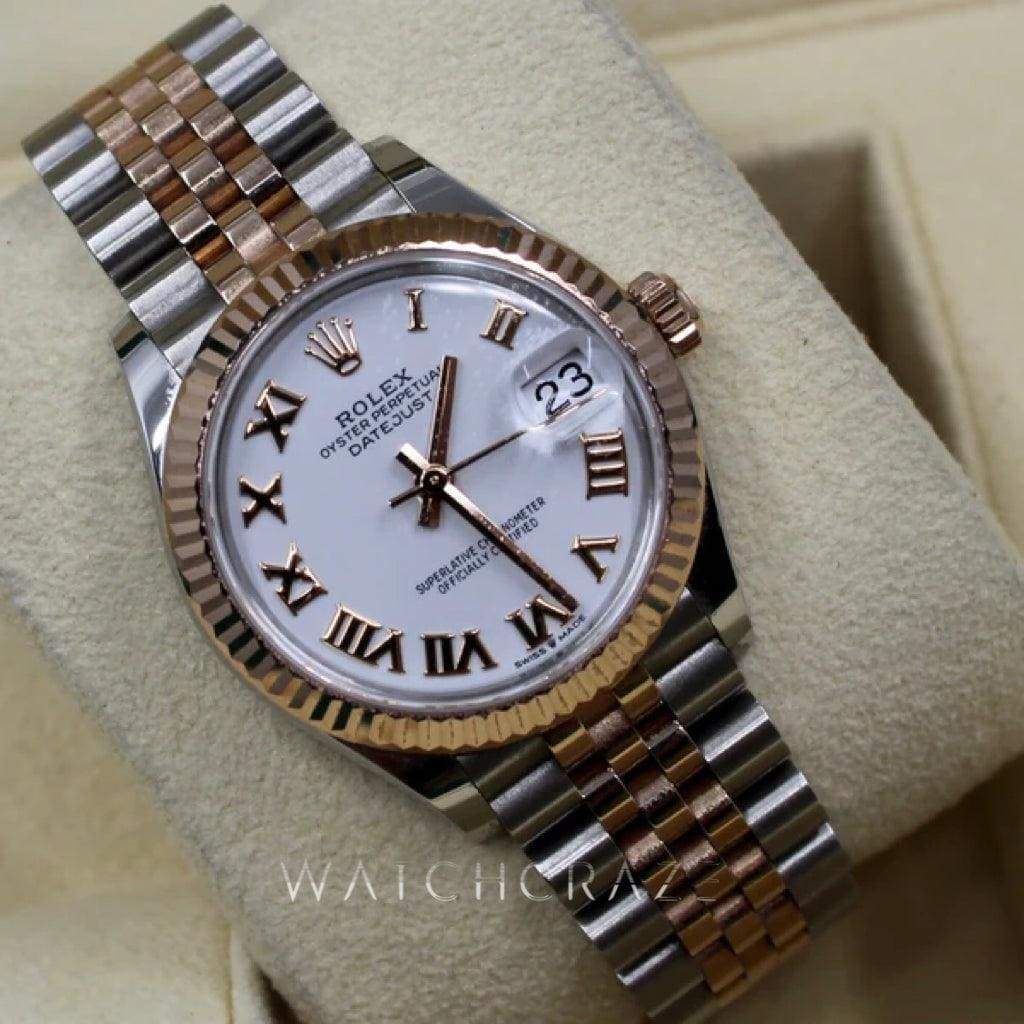2020 ROLEX DATEJUST 31MM EVEROSE & OYSTERSTEEL WHITE DIAL SUPER JUBLIEE 278271