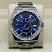2022 ROLEX SKYDWELLER 326934 BLUE DIAL OYSTERSTEEL BRACELET 42MM RX8 STICKERS - WatchCraze.com.au