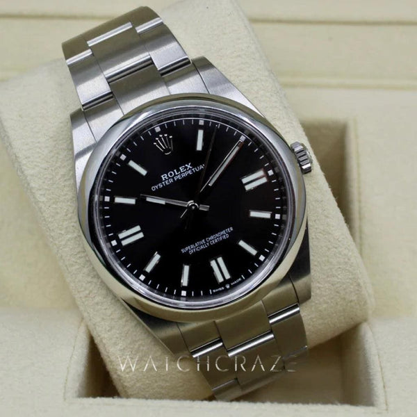 2022 ROLEX OYSTER PERPETUAL 41MM BLACK DIAL PARTIAL STICKERS 124300 - WatchCraze.com.au