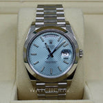 2021 ROLEX DAY DATE 40MM PLATINUM ICE BLUE MOTIF DIAL 228206 - WatchCraze.com.au
