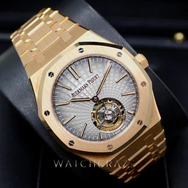 2021 AUDEMARS PIGUET ROYAL OAK 41MM FLYING TOURBILLON GREY DIAL ROSE GOLD 26530OR.OO.1220OR.01 - WatchCraze.com.au