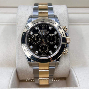2021 ROLEX COSMOGRAPH DAYTONA YELLOW GOLD & OYSTERSTEEL BLACK DIAL DIAMOND MARKERS 116503 - WatchCraze.com.au