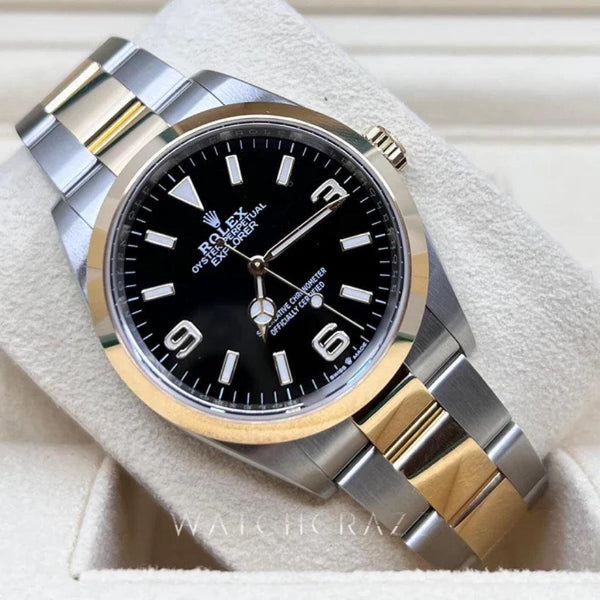 2022 ROLEX EXPLORER 36MM TWO TONED YELLOW GOLD & OYSTERSTEEL 124273 - WatchCraze.com.au