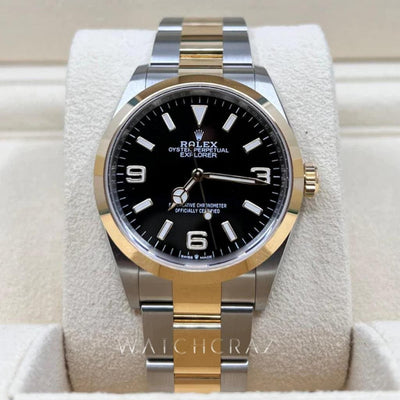 2022 ROLEX EXPLORER 36MM TWO TONED YELLOW GOLD & OYSTERSTEEL 124273 - WatchCraze.com.au