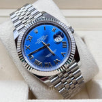 2022 ROLEX DATEJUST 41MM AZZURRO BLUE ROMAN DIAL 126334 - WatchCraze.com.au