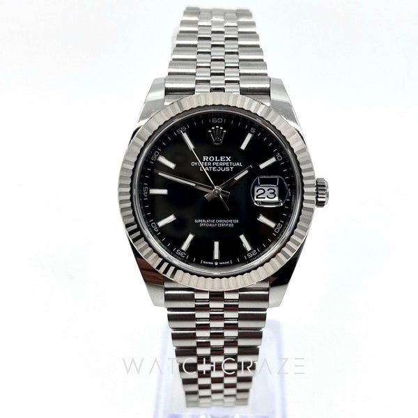2021 ROLEX DATEJUST BLACK DIAL FLUTED JUBILEE 126334 - WatchCraze.com.au
