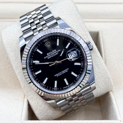 2021 ROLEX DATEJUST BLACK DIAL FLUTED JUBILEE 126334 - WatchCraze.com.au
