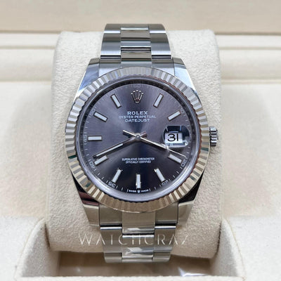 2022 ROLEX DATEJUST 41MM RHODIUM DIAL OYSTERSTEEL & WHITE GOLD BRACELET 126334 - WatchCraze.com.au