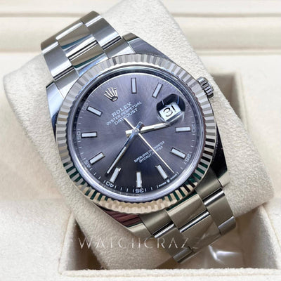 2022 ROLEX DATEJUST 41MM RHODIUM DIAL OYSTERSTEEL & WHITE GOLD BRACELET 126334 - WatchCraze.com.au