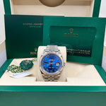 2022 ROLEX DATEJUST 41MM AZZURRO BLUE ROMAN DIAL 126334 - WatchCraze.com.au