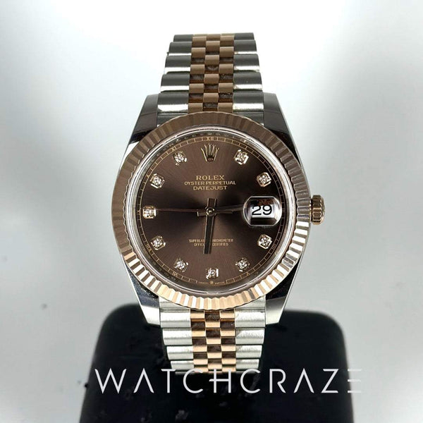 2020 ROLEX DATEJUST CHOCOLATE DIAL DIAMOND MARKERS 41MM 126331 - WatchCraze.com.au
