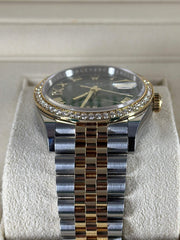 2023 ROLEX DATEJUST DIAMOND BEZEL GREEN DIAL 36MM 126283RBR - WatchCraze.com.au
